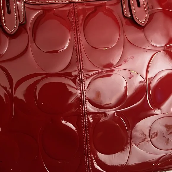 Coach Embossed Maroon Patent Leather Sexy Tote! - Picture 3 of 10